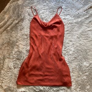 Brick Red Cowl Neck Dress
